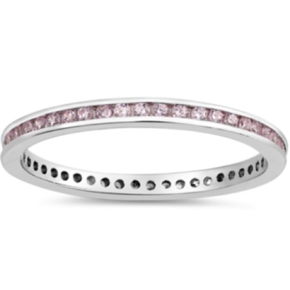 Pink Swarovski Crystal Sterling Silver Ring